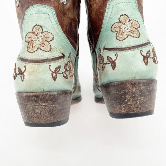 Old Gringo Bonnie Turquoise Brown Leather Floral Cowgirl Western Boot size 6.5 - Picture 8 of 10